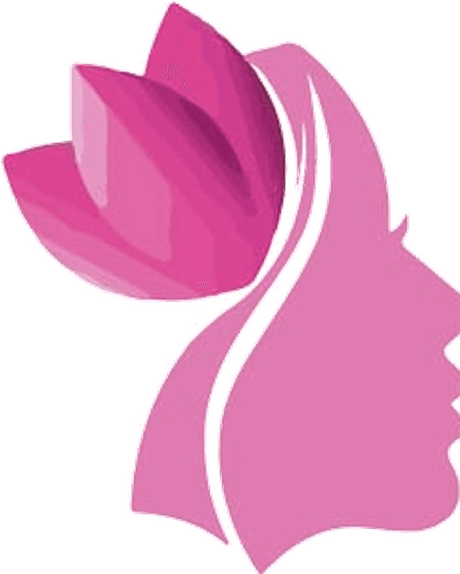 Vaty Cosmétique, pictogramme du visage de femme orné d'une tulipe rose