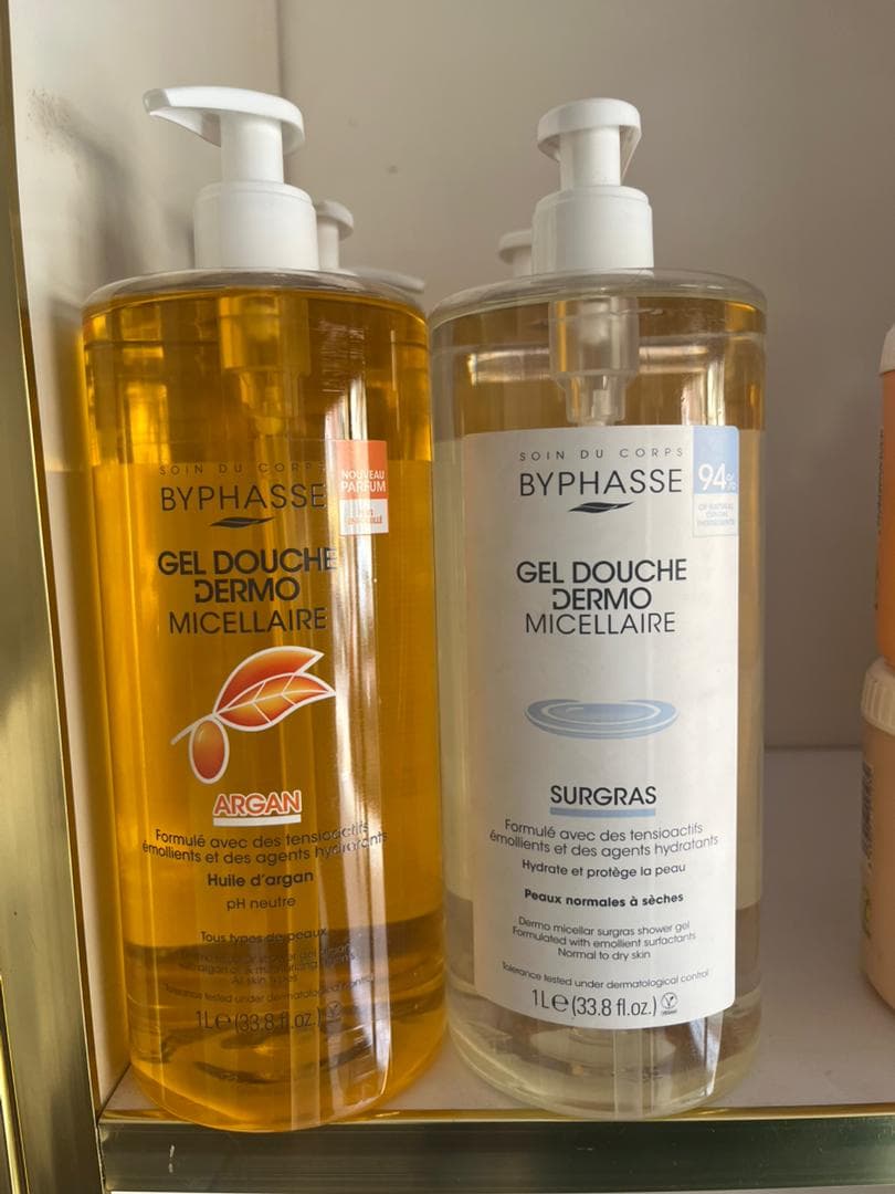 Byphasse Gel Douche Dermo Micellaire Surgras 94% origine naturelle, flacon pompe 1 L