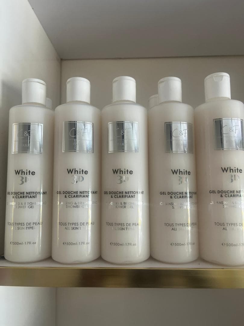 C&F Paris White 3D Gel Douche Nettoyant & Clarifiant, 5 flacons de 500 ml